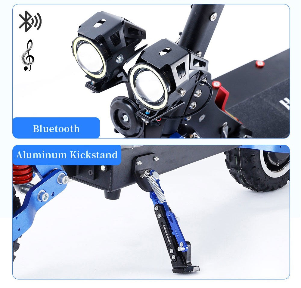 Halo Knight T108 Pro Elektroroller, 11'' Offroad-Reifen, 2 x 3000W Motoren, 95 km/h Höchstgeschwindigkeit, 60V 38,4Ah Akku, 80 km Reichweite, 200 kg maximale Zuladung, Blinker vorne und hinten, IPX4 wasserdicht, doppelte hydraulische Bremsen, elektrische Bremse