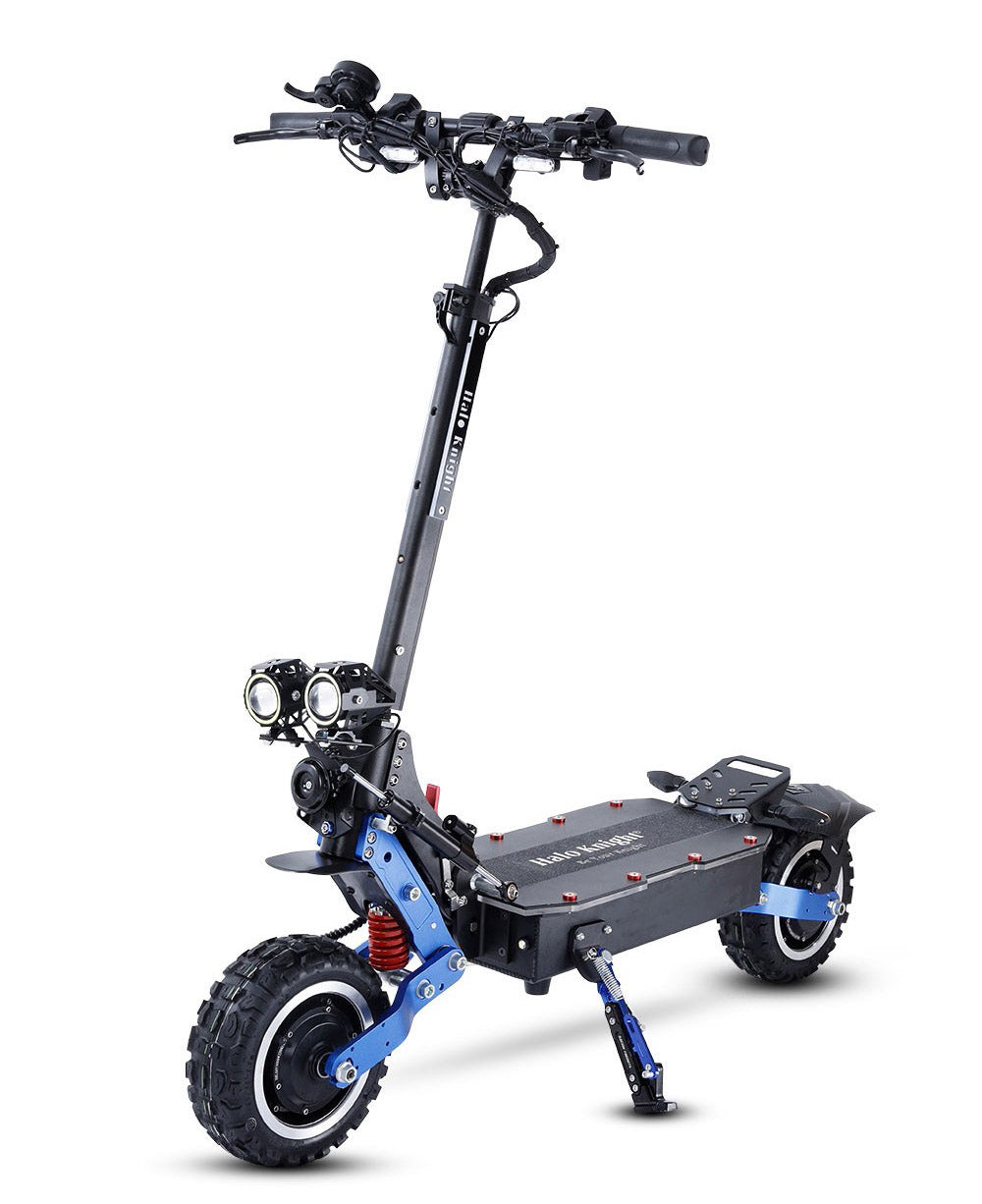 Halo Knight T108 Pro Elektroroller, 11'' Offroad-Reifen, 2 x 3000W Motoren, 95 km/h Höchstgeschwindigkeit, 60V 38,4Ah Akku, 80 km Reichweite, 200 kg maximale Zuladung, Blinker vorne und hinten, IPX4 wasserdicht, doppelte hydraulische Bremsen, elektrische Bremse