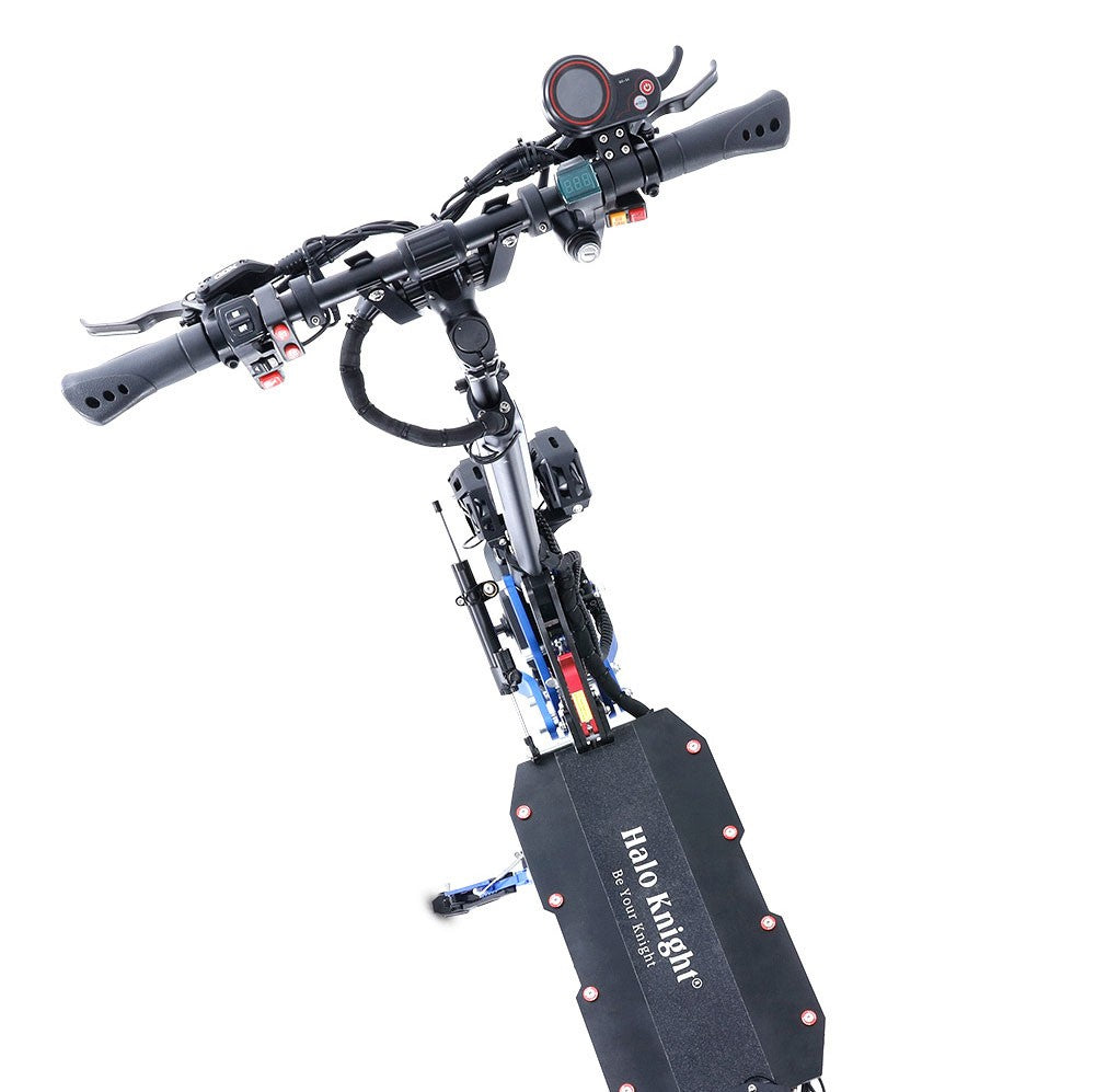 Halo Knight T108 Pro Elektroroller, 11'' Offroad-Reifen, 2 x 3000W Motoren, 95 km/h Höchstgeschwindigkeit, 60V 38,4Ah Akku, 80 km Reichweite, 200 kg maximale Zuladung, Blinker vorne und hinten, IPX4 wasserdicht, doppelte hydraulische Bremsen, elektrische Bremse