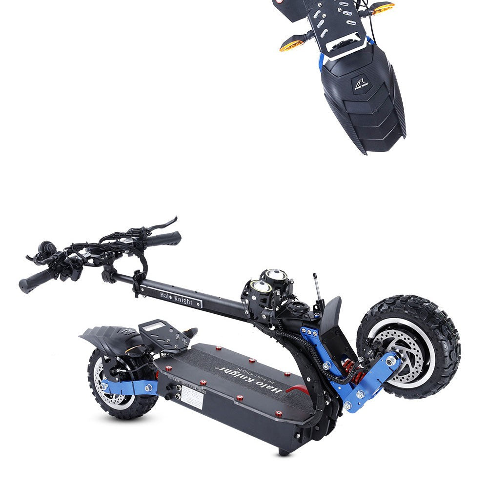 Halo Knight T108 Pro Elektroroller, 11'' Offroad-Reifen, 2 x 3000W Motoren, 95 km/h Höchstgeschwindigkeit, 60V 38,4Ah Akku, 80 km Reichweite, 200 kg maximale Zuladung, Blinker vorne und hinten, IPX4 wasserdicht, doppelte hydraulische Bremsen, elektrische Bremse