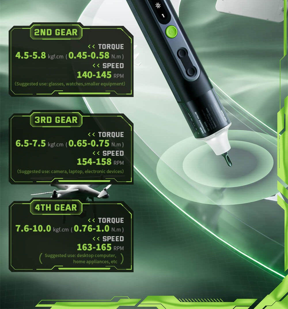 Juego de destornilladores eléctricos Hanboost ES01 35 en 1, herramienta de precisión inalámbrica con puntas magnéticas, modos manual y eléctrico, 4 ajustes de par, 4 LED, para reparaciones de PC, teléfonos, cámaras, portátiles, relojes y drones.