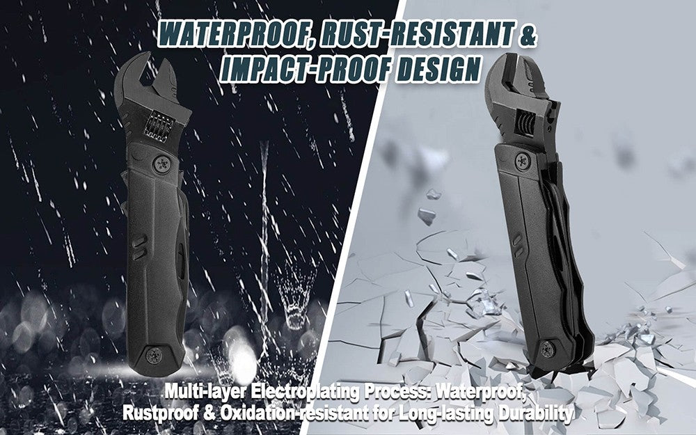 Llave multiherramienta Hanboost 19 en 1, equipo de acampada multiusos, herramienta EDC de bolsillo, llave inglesa ajustable con alicates, cortador de alambre, sierra, abridor de botellas para mantenimiento, acampada y bricolaje, regalo.