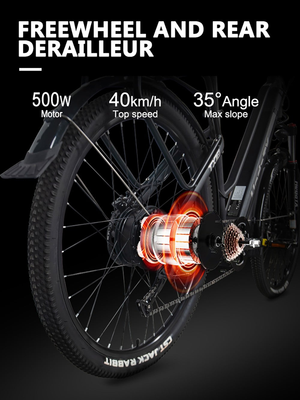 Heda TX TX10 Elektrofahrrad, 500-W-Motor, 48-V-19,2-Ah-Akku, 27,5 x 2,4-Zoll-Reifen, 40 km/h Höchstgeschwindigkeit, 80 km Reichweite, hydraulische Scheibenbremse, gefederte Vordergabel, farbiges LCD-Display – Grau