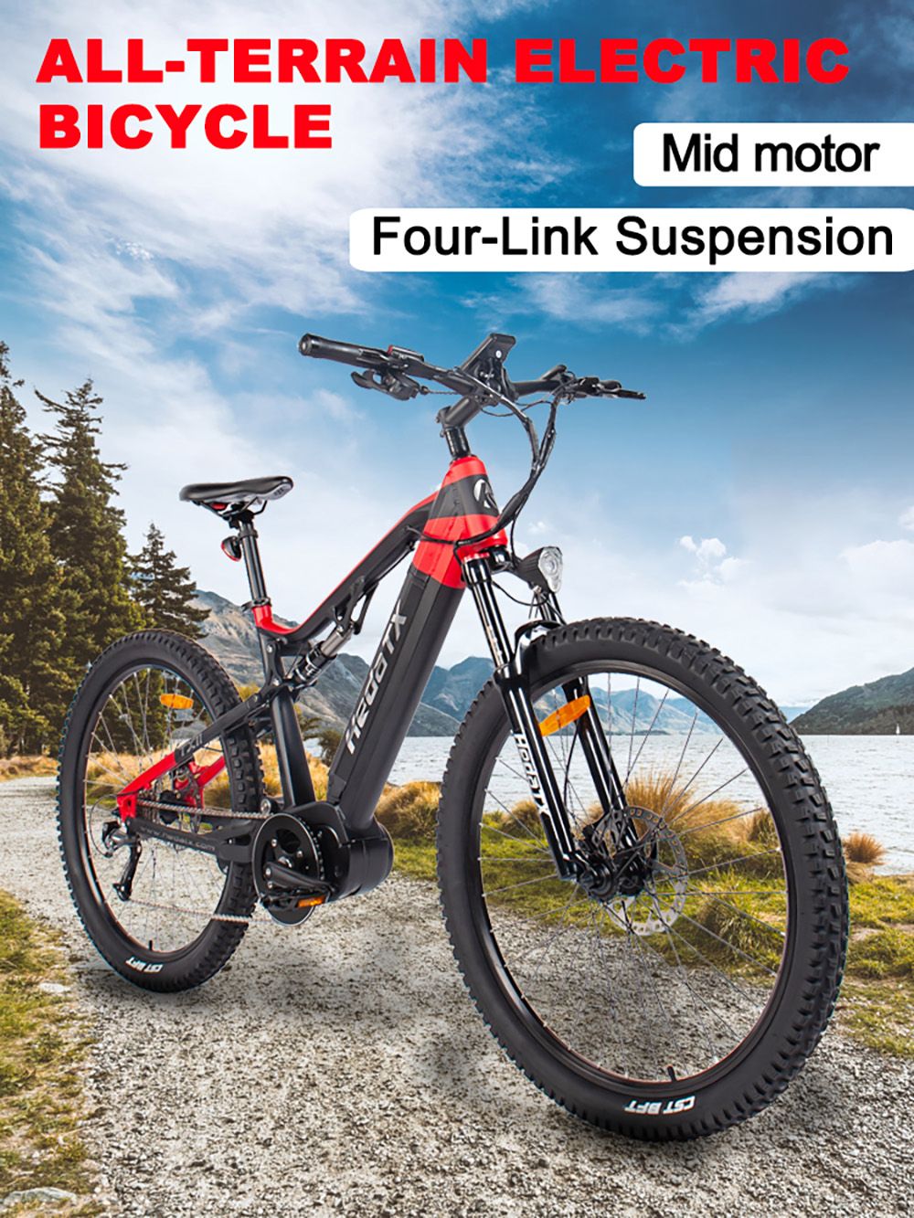 Heda TX TX11 Electric Bike, 500W Mid Motor, 48V 15Ah LG Battery, 27.5x2.4 inch Tire, 45km/h Max Speed, 80km Max Range, Hydraulic Disc Brake, Shimano 9-speed - Black Grey