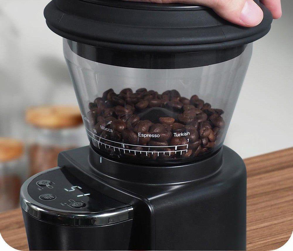Molino de café eléctrico HiBREW G3, escala de 34 niveles, depósito de granos de 210 g, depósito de polvo de 100 g, muela cónica de 48 mm, función antiestática, modo manual/automático.