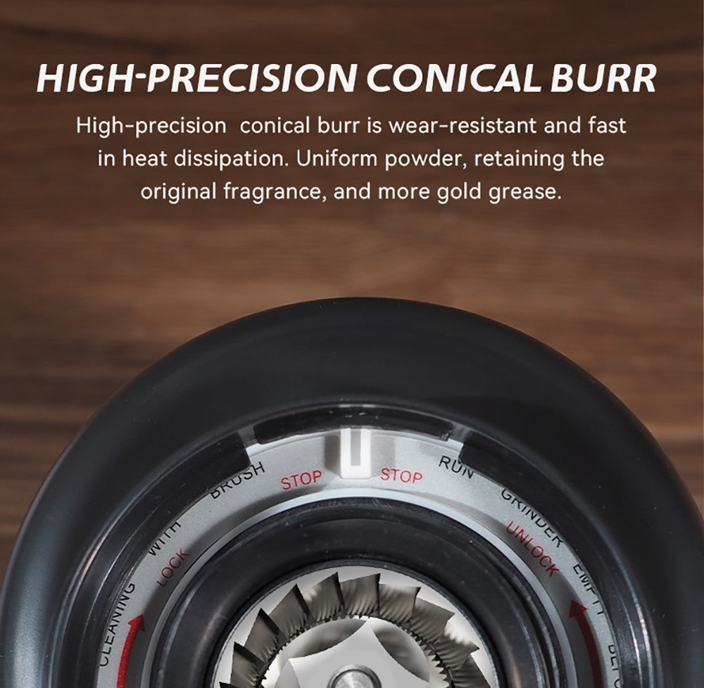 HiBREW G3A Coffee Grinder, 40mm Conical Burr, Air Blower, 31-gear Scale, Memory & Antistatic Function, Manual & Automatic, Visual Bean Storage Beige