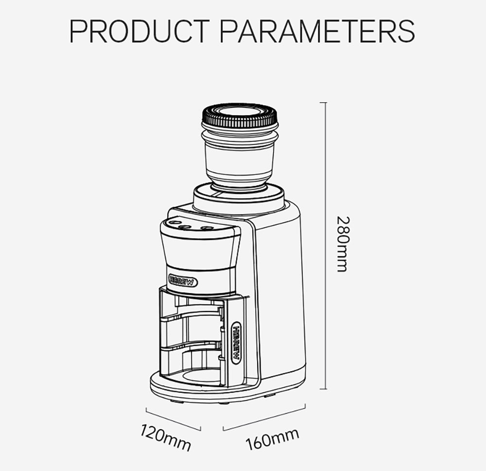 HiBREW G3A Coffee Grinder, 40mm Conical Burr, Air Blower, 31-gear Scale, Memory & Antistatic Function, Manual & Automatic, Visual Bean Storage Beige