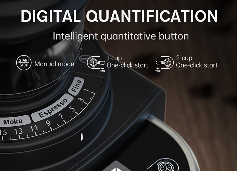 HiBREW G3A Coffee Grinder, 40mm Conical Burr, Air Blower, 31-gear Scale, Memory & Antistatic Function, Manual & Automatic, Visual Bean Storage Beige