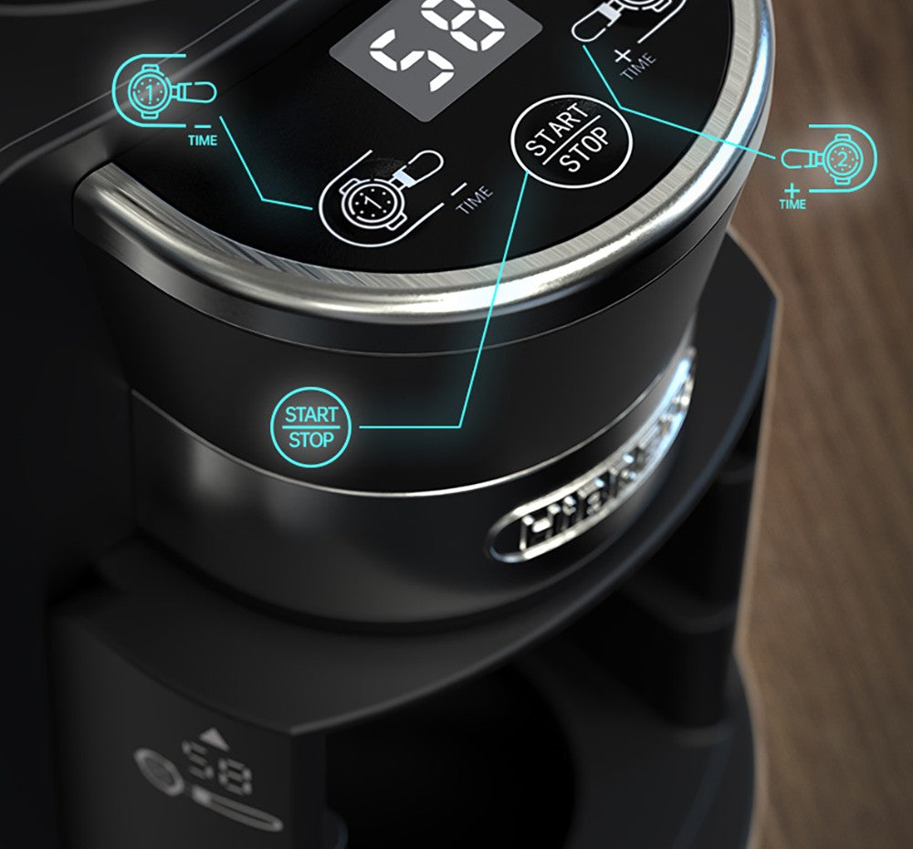 HiBREW G3A Coffee Grinder, 40mm Conical Burr, Air Blower, 31-gear Scale, Memory & Antistatic Function, Manual & Automatic, Visual Bean Storage Beige