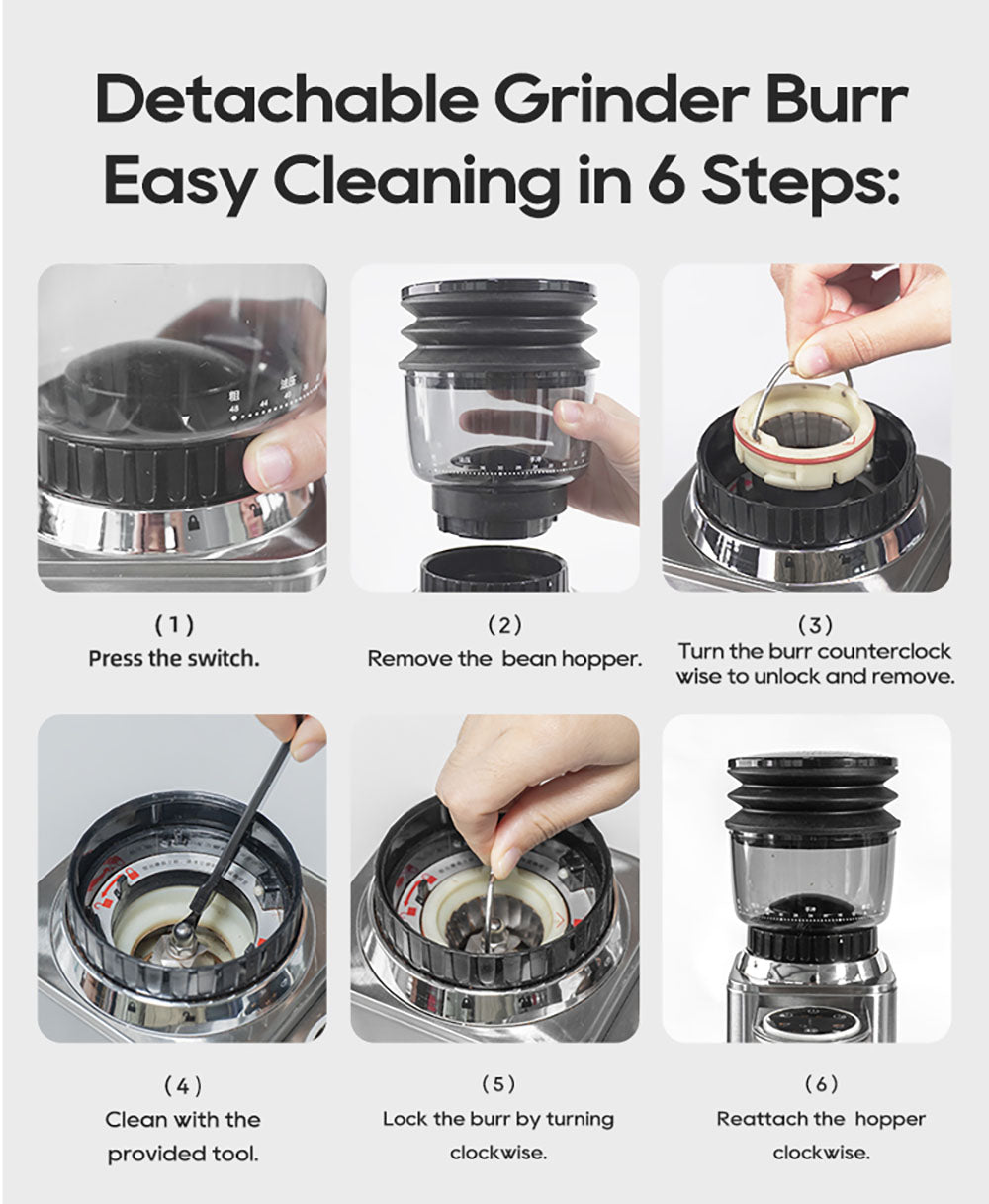 Molino de Café HiBREW G7, 48 Ajustes de Molienda, Tecnología Antiestática, Muelas Cónicas de Acero Inoxidable, Panel Táctil, Compatible con Filtros de 51/54/58mm, Molienda de Café con Manos Libres