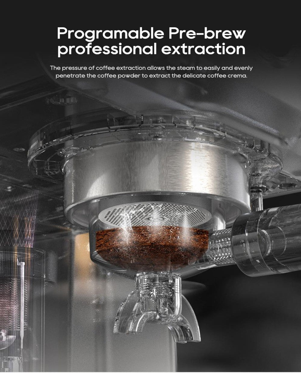 Cafetera Espresso Semiautomática HiBREW H10A, Presión de 19 bares, Espumador de Leche, Temperatura Ajustable, Tamper de Café de 58 mm, Jarra de 350 ml, Calienta Tazas, Cafetera Fría/Caliente
