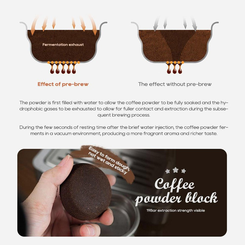 Cafetera Espresso Semiautomática HiBREW H10A, Presión de 19 bares, Espumador de Leche, Temperatura Ajustable, Tamper de Café de 58 mm, Jarra de 350 ml, Calienta Tazas, Cafetera Fría/Caliente