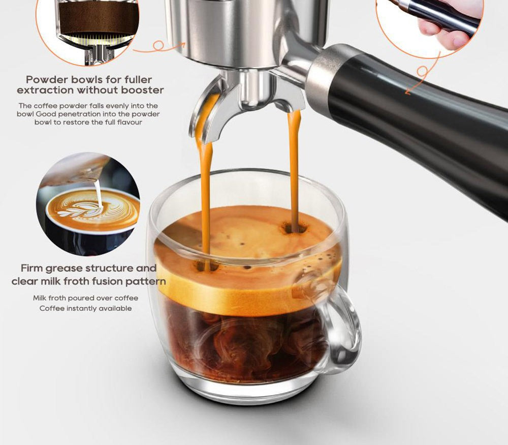 Cafetera Espresso Semiautomática HiBREW H10A, Presión de 19 bares, Espumador de Leche, Temperatura Ajustable, Tamper de Café de 58 mm, Jarra de 350 ml, Calienta Tazas, Cafetera Fría/Caliente
