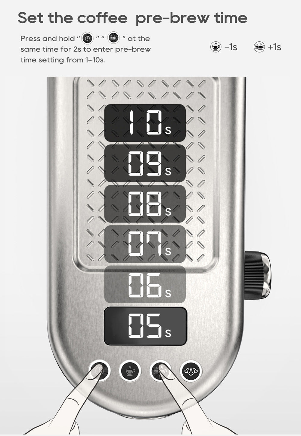 Cafetera Espresso HiBREW H10B, 20 bares de presión de extracción, semiautomática, temperatura y volumen de taza ajustables, mango de aleación de aluminio de 51 mm, depósito de agua extraíble de 1,3 L, color plata.