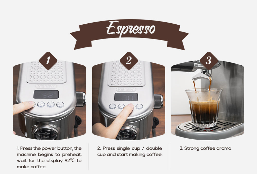 Cafetera Espresso HiBREW H10B, 20 bares de presión de extracción, semiautomática, temperatura y volumen de taza ajustables, mango de aleación de aluminio de 51 mm, depósito de agua extraíble de 1,3 L, color plata.