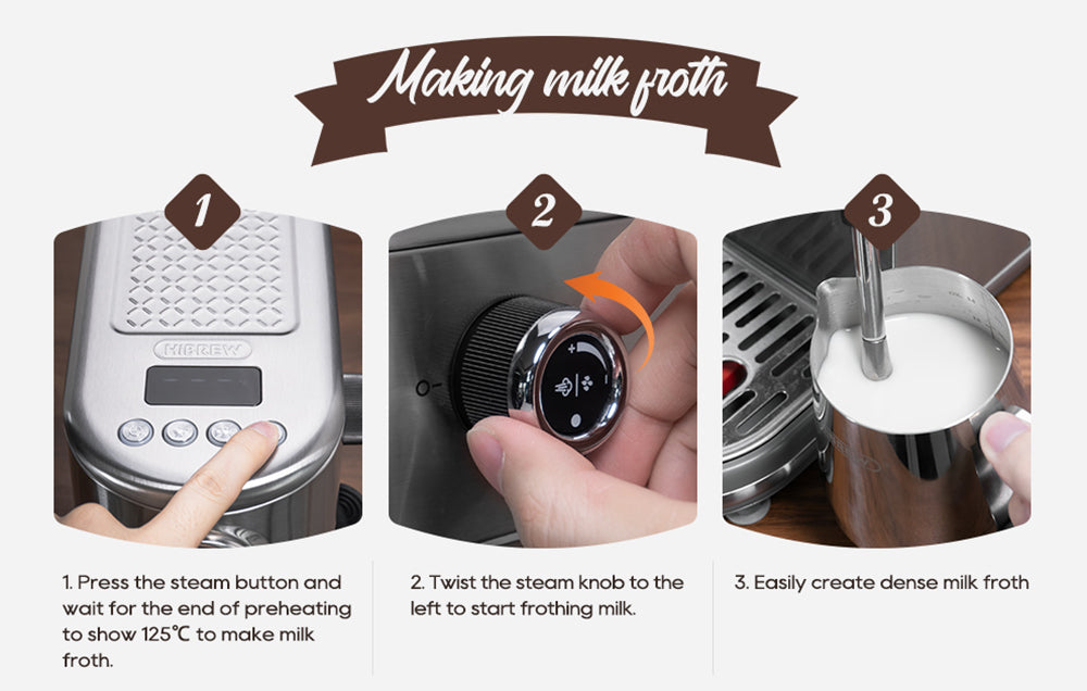 Cafetera Espresso HiBREW H10B, 20 bares de presión de extracción, semiautomática, temperatura y volumen de taza ajustables, mango de aleación de aluminio de 51 mm, depósito de agua extraíble de 1,3 L, color plata.