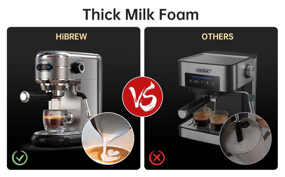 Cafetera HiBREW H11 de 1450 W, máquina de espresso semiautomática de 19 bares, depósito de agua de 1,1 L, uso dual de cápsulas ESE y café molido, agua caliente.