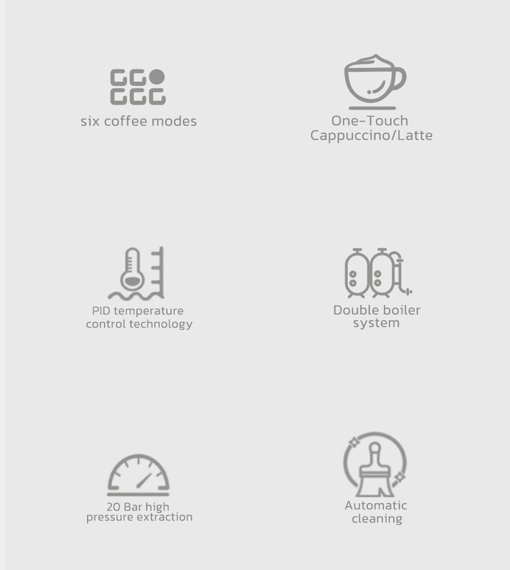 HiBREW H13A Cafetera Semiautomática 3 en 1, 6 Modos de Café, Presión de Extracción de 20 Bares, Tanque de Agua Extraíble de 1.3L, Mango de Aleación de Aluminio de 51mm, Sistema de Doble Caldera, 3 Niveles de Temperatura Ajustables