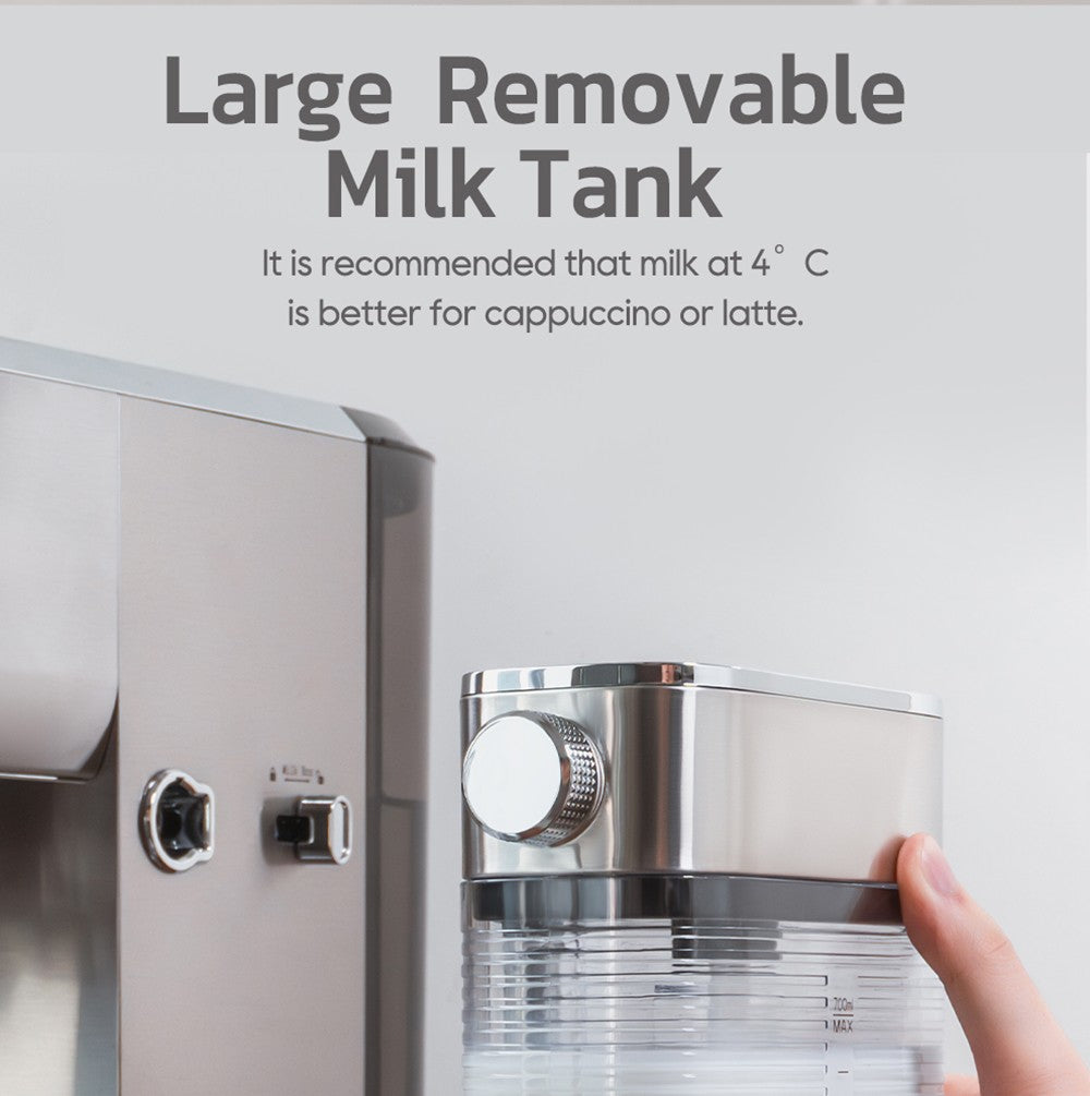 HiBREW H13A Cafetera Semiautomática 3 en 1, 6 Modos de Café, Presión de Extracción de 20 Bares, Tanque de Agua Extraíble de 1.3L, Mango de Aleación de Aluminio de 51mm, Sistema de Doble Caldera, 3 Niveles de Temperatura Ajustables