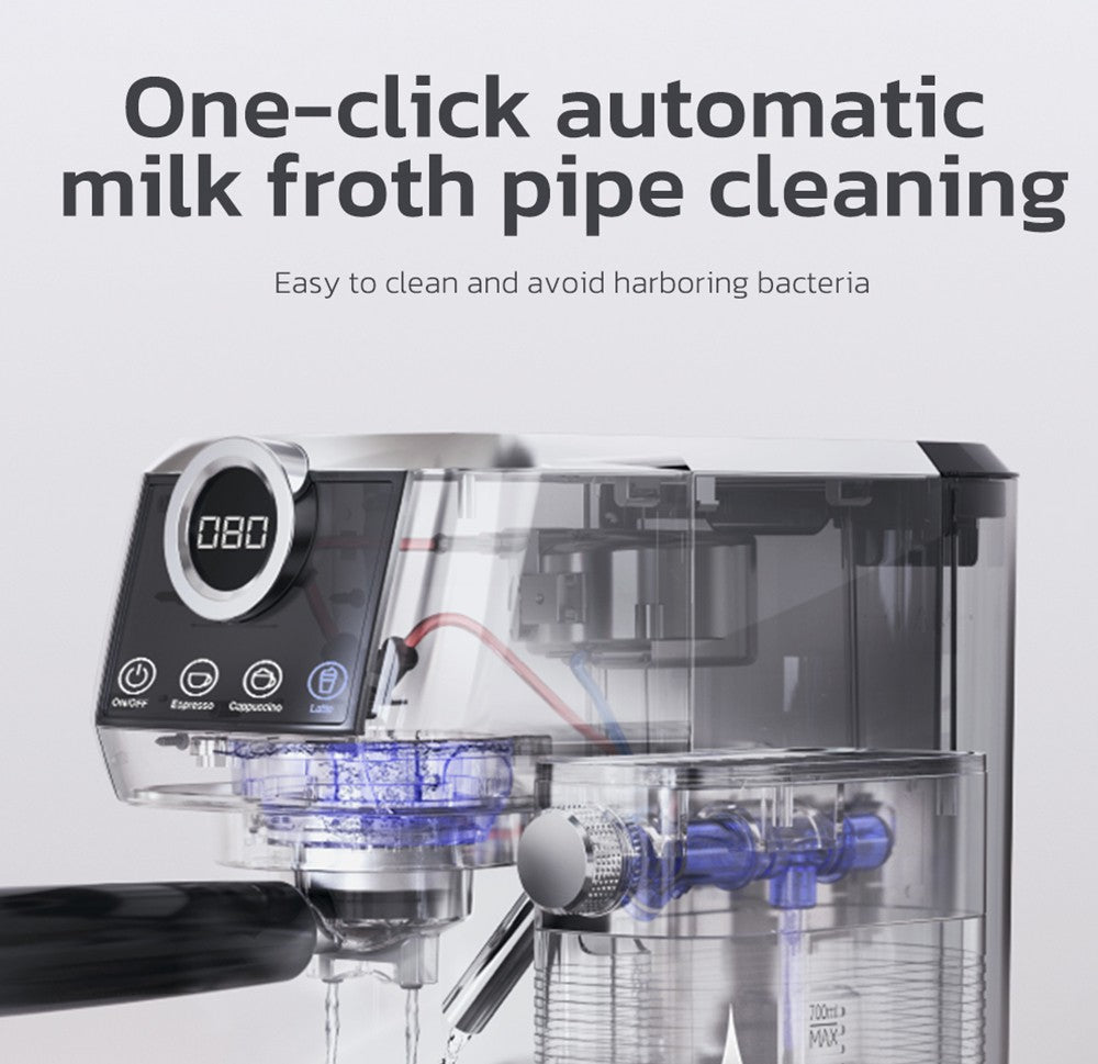 HiBREW H13A Cafetera Semiautomática 3 en 1, 6 Modos de Café, Presión de Extracción de 20 Bares, Tanque de Agua Extraíble de 1.3L, Mango de Aleación de Aluminio de 51mm, Sistema de Doble Caldera, 3 Niveles de Temperatura Ajustables