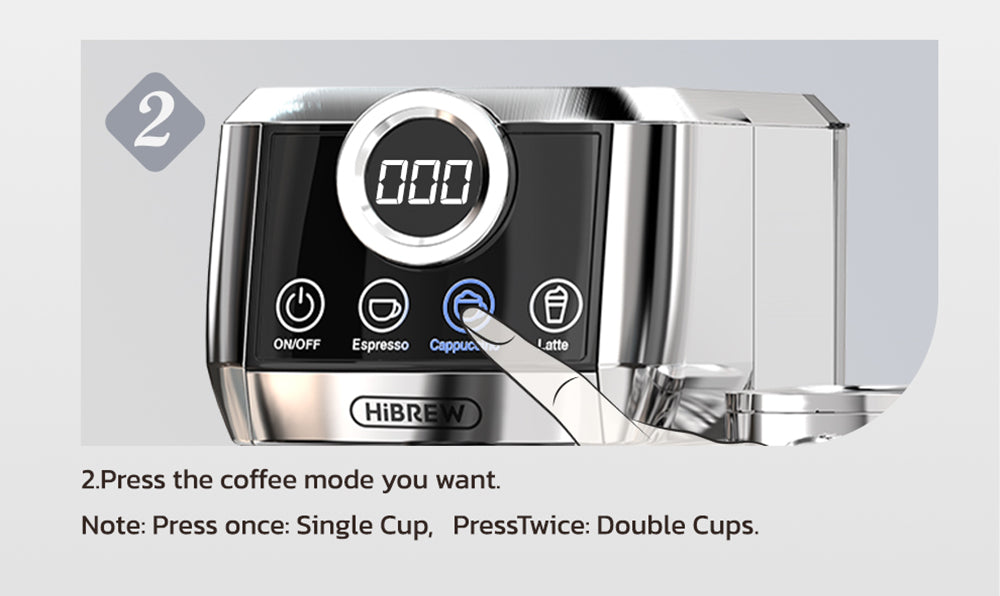 HiBREW H13A Cafetera Semiautomática 3 en 1, 6 Modos de Café, Presión de Extracción de 20 Bares, Tanque de Agua Extraíble de 1.3L, Mango de Aleación de Aluminio de 51mm, Sistema de Doble Caldera, 3 Niveles de Temperatura Ajustables