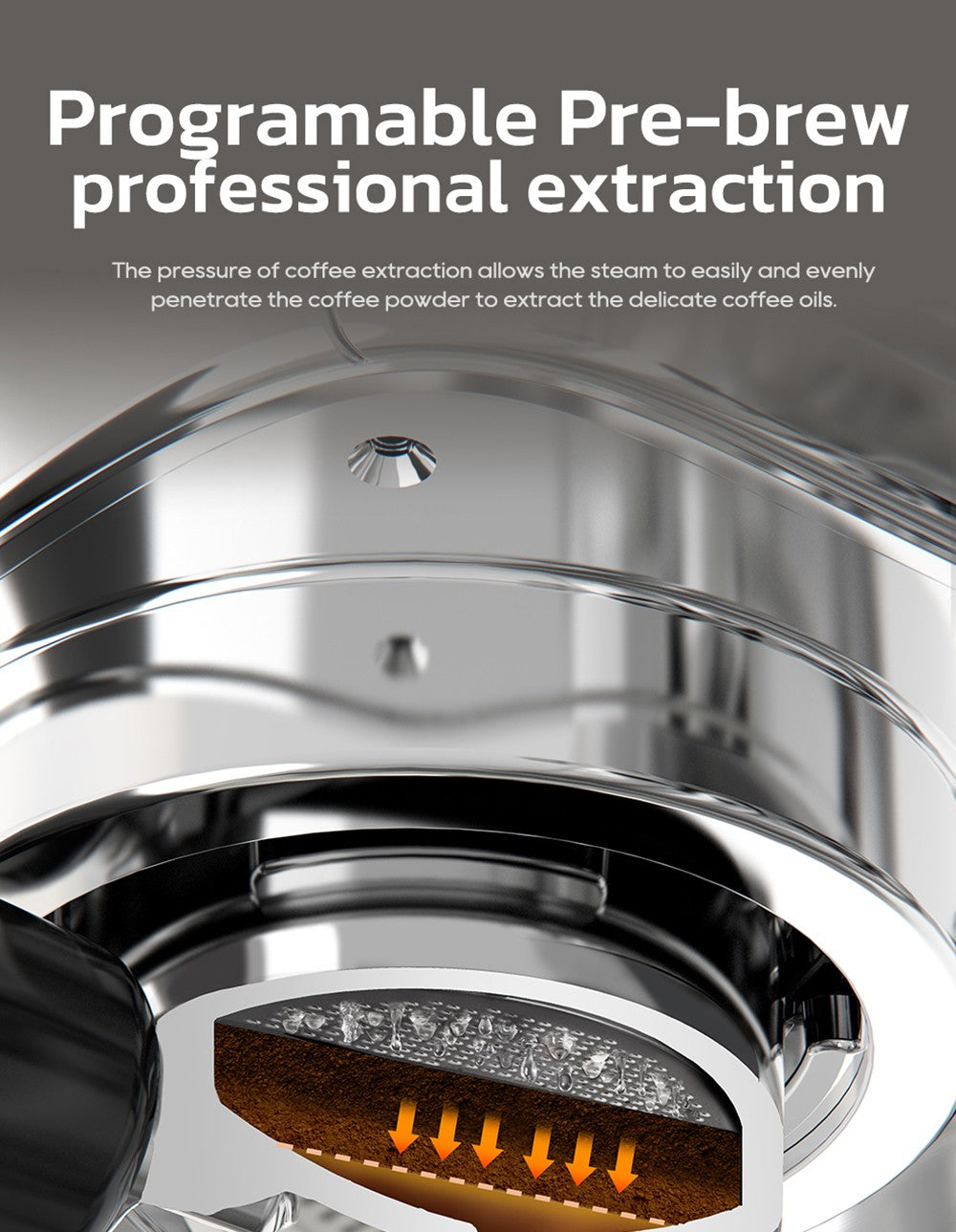 HiBREW H13A Cafetera Semiautomática 3 en 1, 6 Modos de Café, Presión de Extracción de 20 Bares, Tanque de Agua Extraíble de 1.3L, Mango de Aleación de Aluminio de 51mm, Sistema de Doble Caldera, 3 Niveles de Temperatura Ajustables