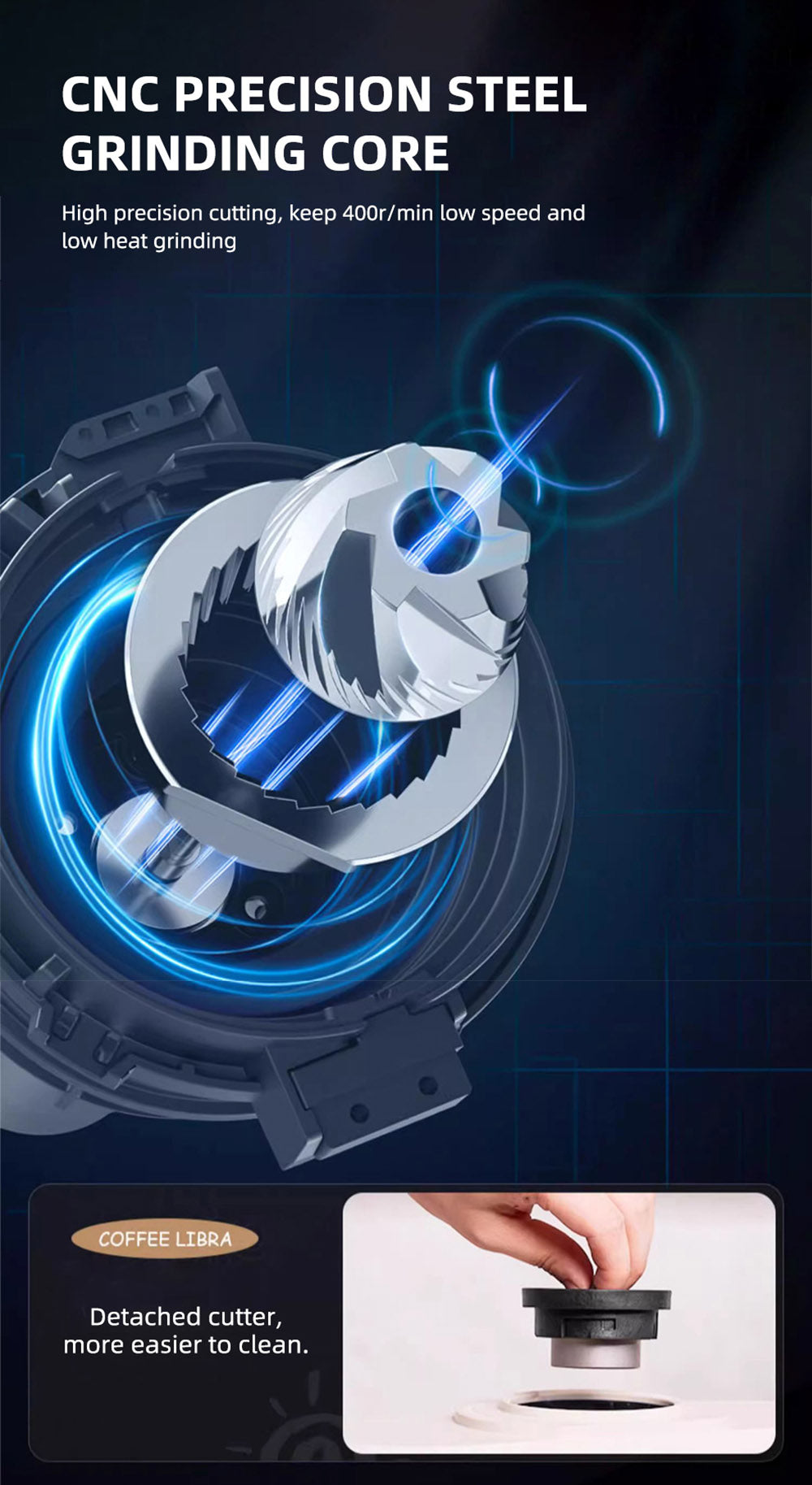 HiBREW H14 Espresso Coffee Machine, 20 Bar High Pressure, 15-gear Grinder Setting, Pre-brew Function, NTC Temperature Control, Cup Capacity Setting - Beige