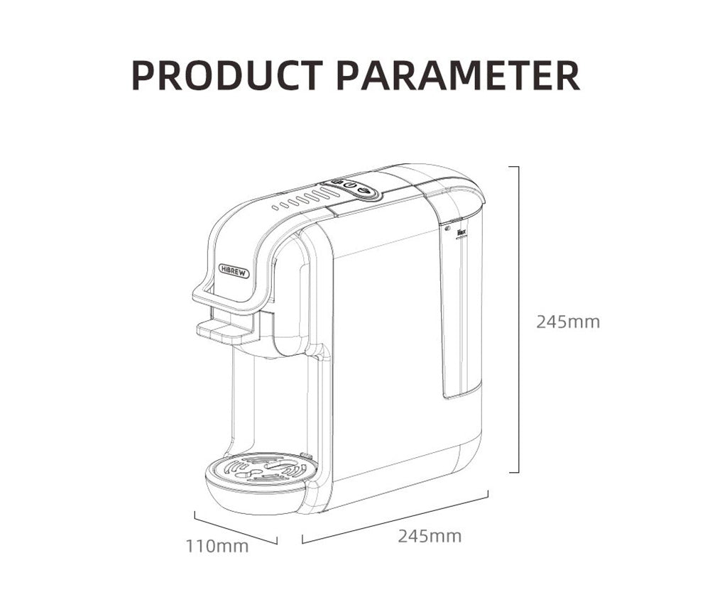 Cafetera HiBREW H2B 5 en 1 con indicador de nivel de agua, máquina de café de cápsulas fría/caliente de 19 bares y 1450 W, depósito de agua de 600 ml - Negro