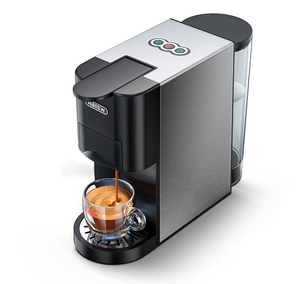 HiBREW H3A 5 in 1 Coffee Machine, 19 Bar Pressure, Cold/Hot Mode, 1000ml Water Tank, Anti-dry Protection - Silver
