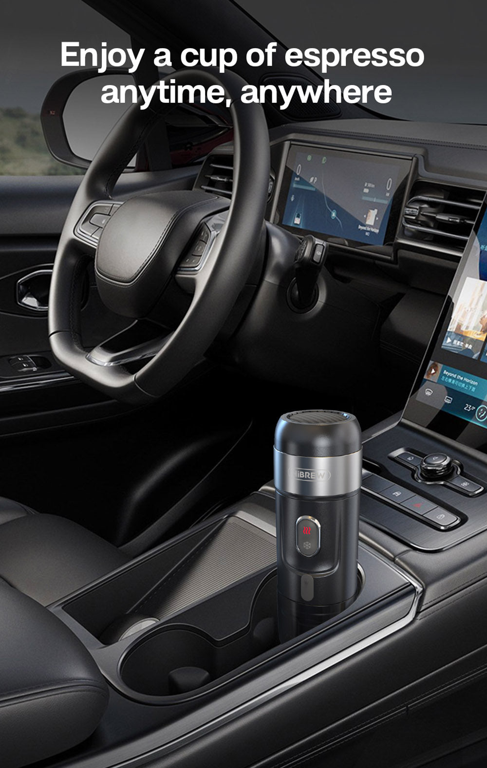 HiBREW H4A Cafetera Portátil para Coche de 80W con Caja de Regalo, Extracción a 15 Bar, DC 12V, Cafetera Multicápsulas 3 en 1 Frío/Calor