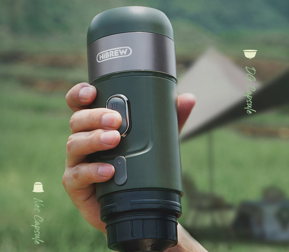 HiBREW H4B Cafetera Espresso Portátil Inalámbrica 3 en 1, Presión de 15 Bares, Batería Recargable de 2200mAh, con Adaptador, Bolsa de Almacenamiento y Soporte.