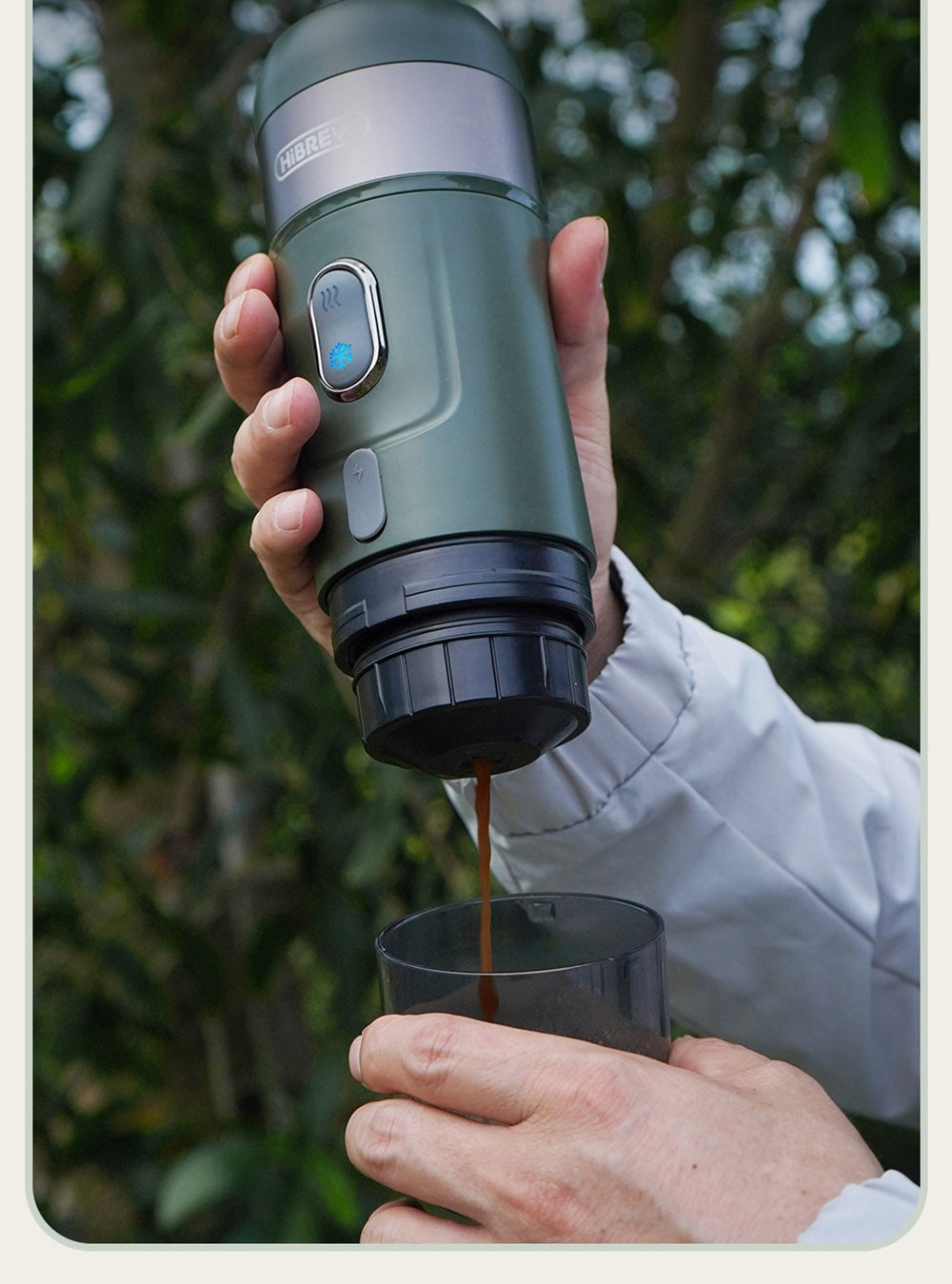 HiBREW H4B Cafetera Espresso Portátil Inalámbrica 3 en 1, Presión de 15 Bares, Batería Recargable de 2200mAh, con Adaptador, Bolsa de Almacenamiento y Soporte.