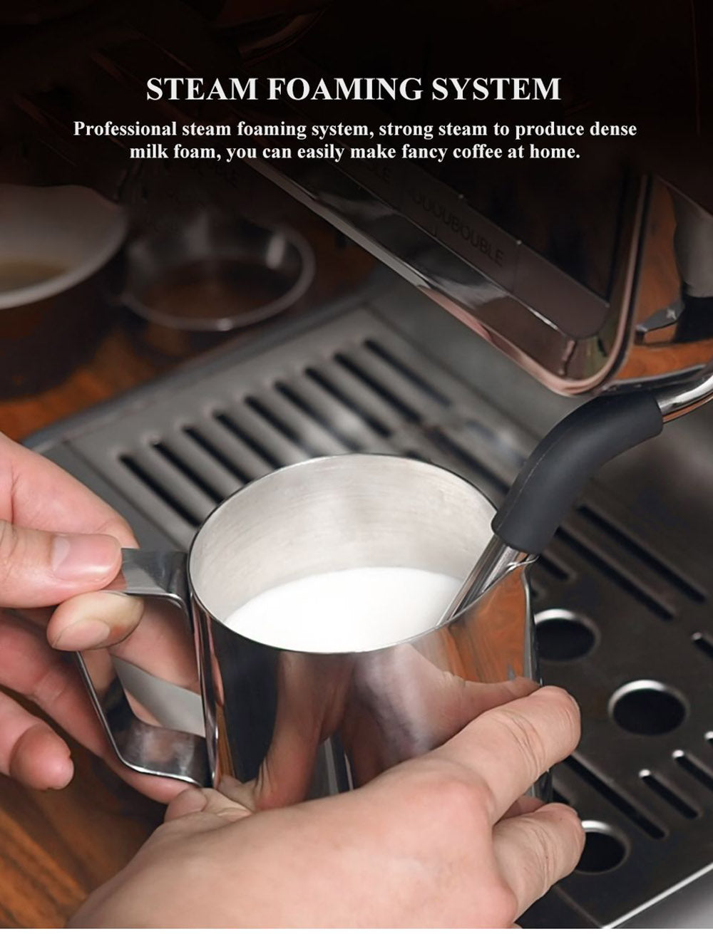 Cafetera HiBREW H7 de 1550 W, cafetera con capacidad de agua de 2,8 L y 19 bares de presión, con taza para latte, prensador de café en polvo y báscula electrónica.