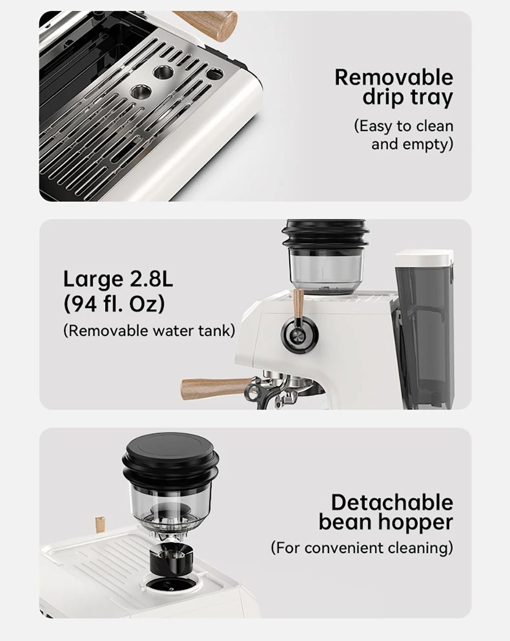 HiBREW H7B Espresso Machine, Dual-heating System, 58mm Portafilter, Built-in Grinder with 30 Size Settings, Touch Screen, for Cafe Hotel Restaurant