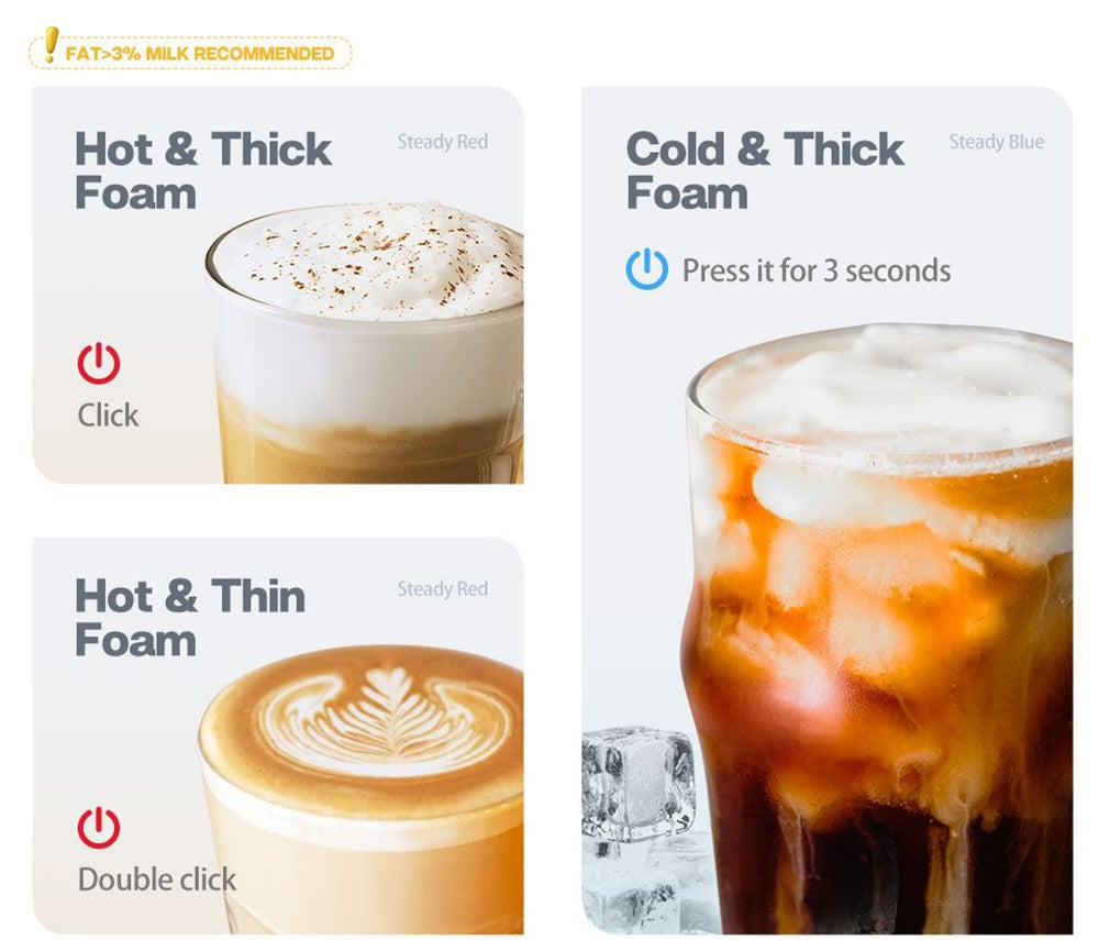 HiBREW M1A 450W Milk Frother Foaming Machine, Chocolate Mixer Cold/Hot Latte Cappuccino, Fully Auto Milk Warmer - Black