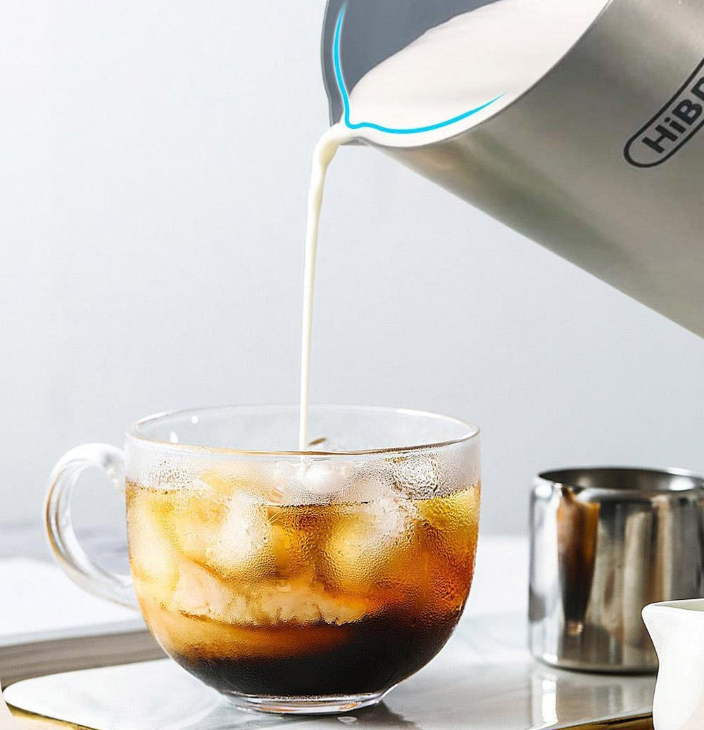 HiBREW M3A Espumador de Leche 4 en 1, Calentador de Leche Totalmente Automático, Espumado Frío/Caliente, Capacidad de Espumado de 130 ml, Capacidad de Calentamiento de Leche de 300 ml