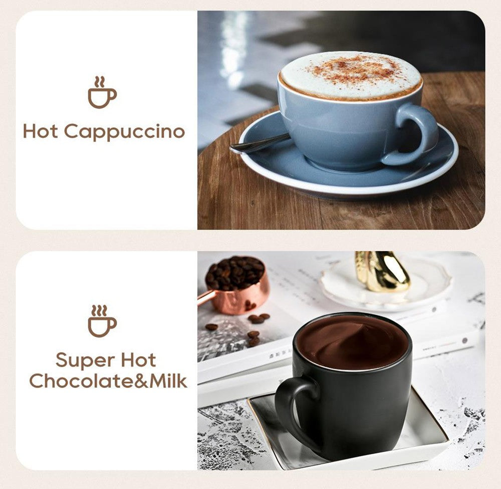 HiBREW M3A Espumador de Leche 4 en 1, Calentador de Leche Totalmente Automático, Espumado Frío/Caliente, Capacidad de Espumado de 130 ml, Capacidad de Calentamiento de Leche de 300 ml