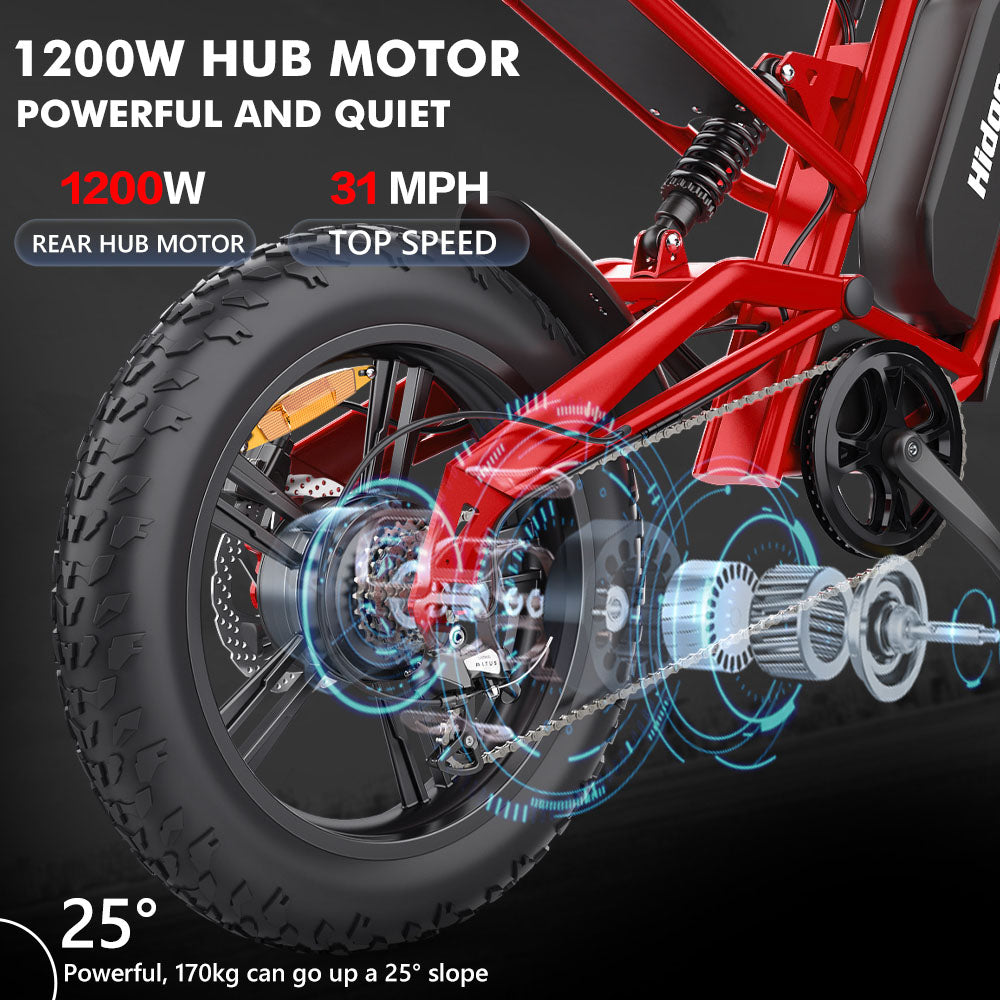 Hidoes B6 Electric Bike, 1200W Motor, 48V 15Ah Battery, 20