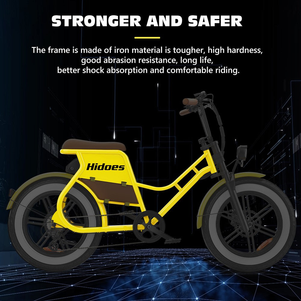 Hidoes C8 Electric Bike, 700W Motor, 48V 17Ah Battery, 20*4.0 inch Fat Tire, 40km/h Max Speed, 55km Range, Front & Rear Disc Brakes, Hydraulic Spring Damping, Shimano 7-speed