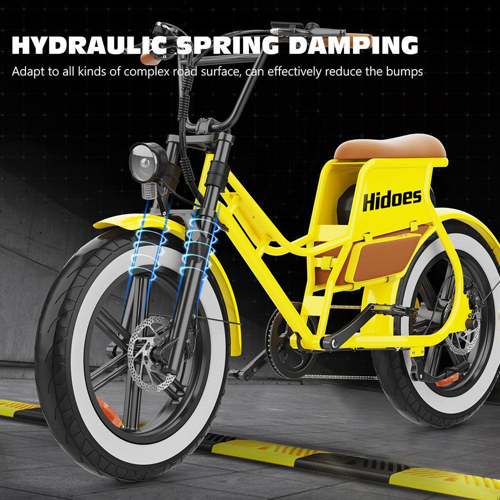 Hidoes C8 Electric Bike, 700W Motor, 48V 17Ah Battery, 20*4.0 inch Fat Tire, 40km/h Max Speed, 55km Range, Front & Rear Disc Brakes, Hydraulic Spring Damping, Shimano 7-speed