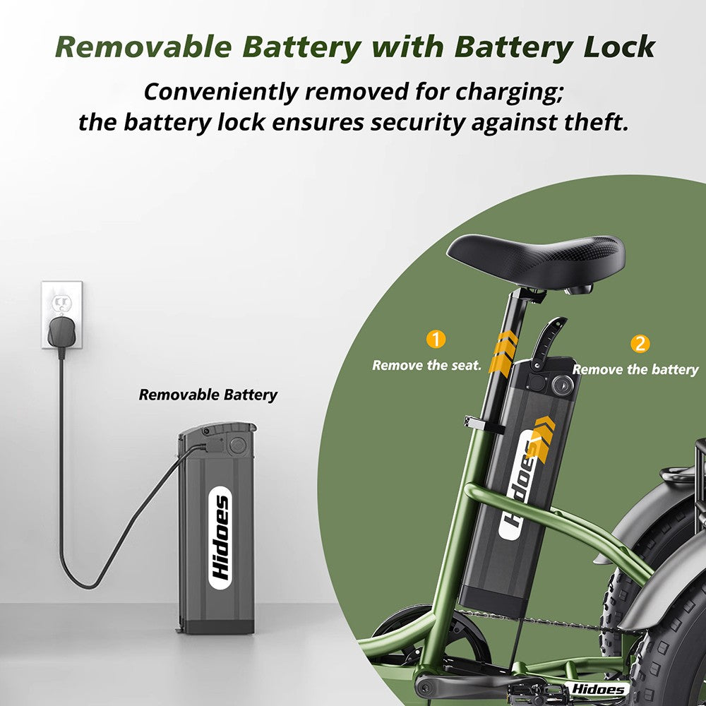 Hidoes HD-ET1 Elektrodreirad mit Gepäckträger, 750-W-Motor, 48-V-20-Ah-Akku, 20 x 4,0-Zoll-Reifen, 40 km/h Höchstgeschwindigkeit, 65 km Reichweite, 3 mechanischen Scheibenbremsen, Federgabel vorne, 7-Gang-Getriebe