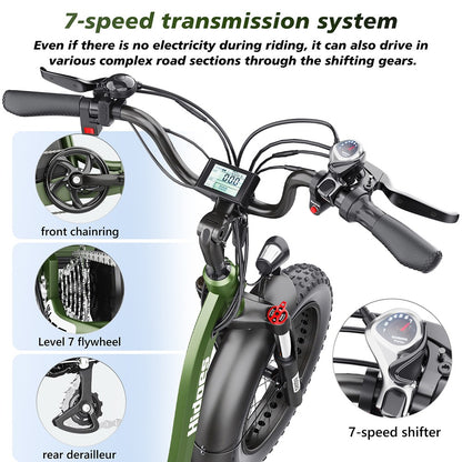 Hidoes HD-ET1 Electric Tricycle with Rear Rack 150kg Load, 750W 85NM torque Rear Drive Motor, 960Wh (48V 20Ah) Removable Battery Max 65km Range, 20*4.0-inch Tire, 3* Disc Brake, Front Lockable Suspension, 7 Gear Reverse and Park Button