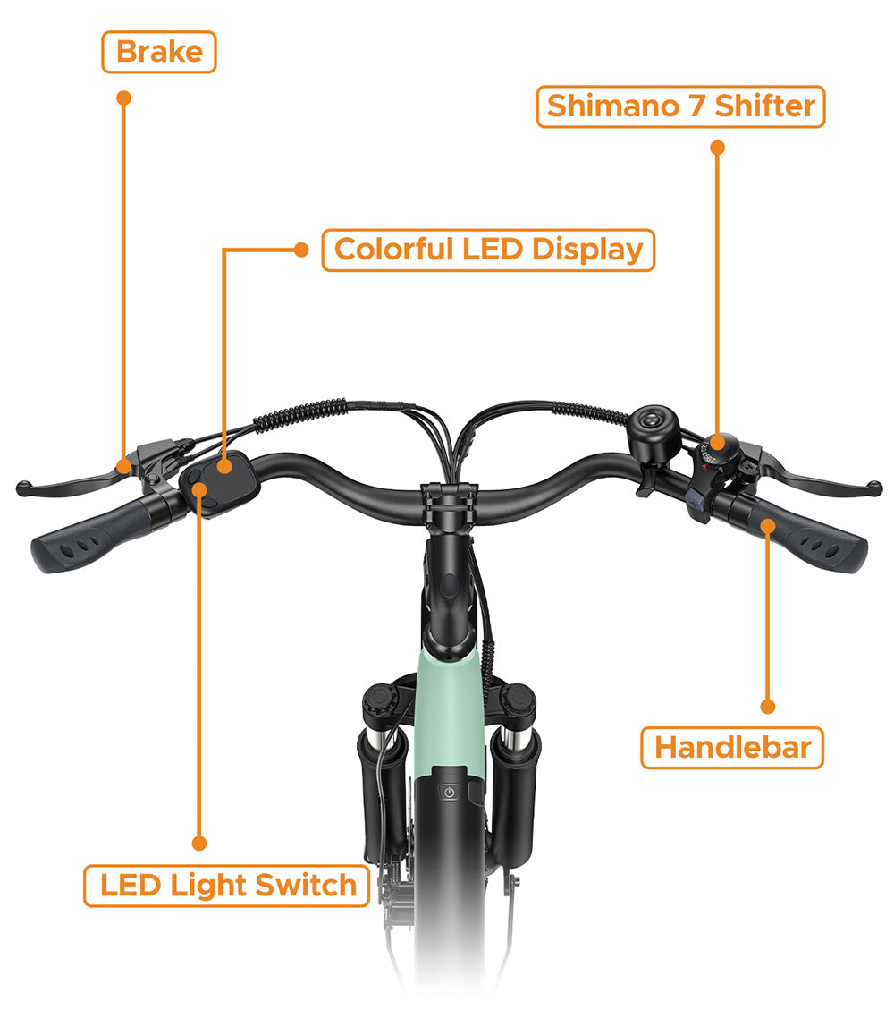 Bicicleta eléctrica HillMiles MileCity1, motor de 250 W, batería de 36 V 13 Ah, neumático de 26 pulgadas, velocidad máxima de 32 km/h, autonomía máxima de 100 km, Shimano de 7 velocidades, freno de disco mecánico, suspensión delantera, impermeable IP65 - Gris