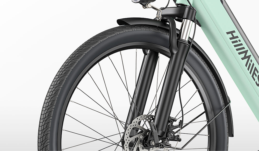 Bicicleta eléctrica HillMiles MileCity1, motor de 250 W, batería de 36 V 13 Ah, neumático de 26 pulgadas, velocidad máxima de 32 km/h, autonomía máxima de 100 km, Shimano de 7 velocidades, freno de disco mecánico, suspensión delantera, impermeable IP65 - Gris