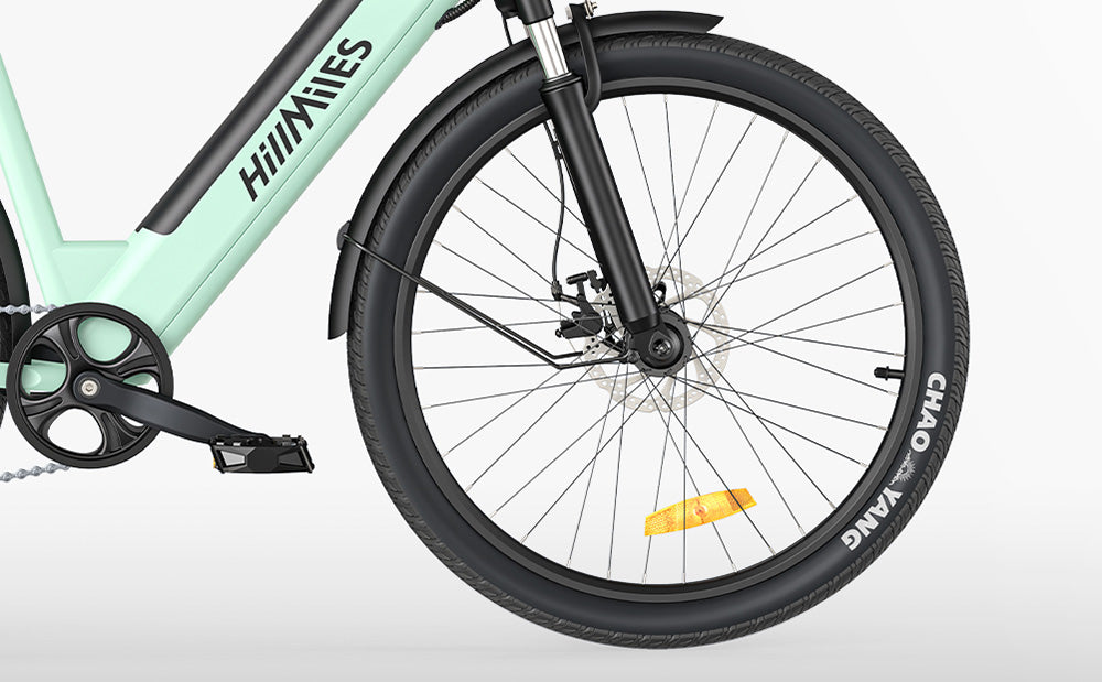 Bicicleta eléctrica HillMiles MileCity1, motor de 250 W, batería de 36 V 13 Ah, neumático de 26 pulgadas, velocidad máxima de 32 km/h, autonomía máxima de 100 km, Shimano de 7 velocidades, freno de disco mecánico, suspensión delantera, impermeable IP65 - Gris