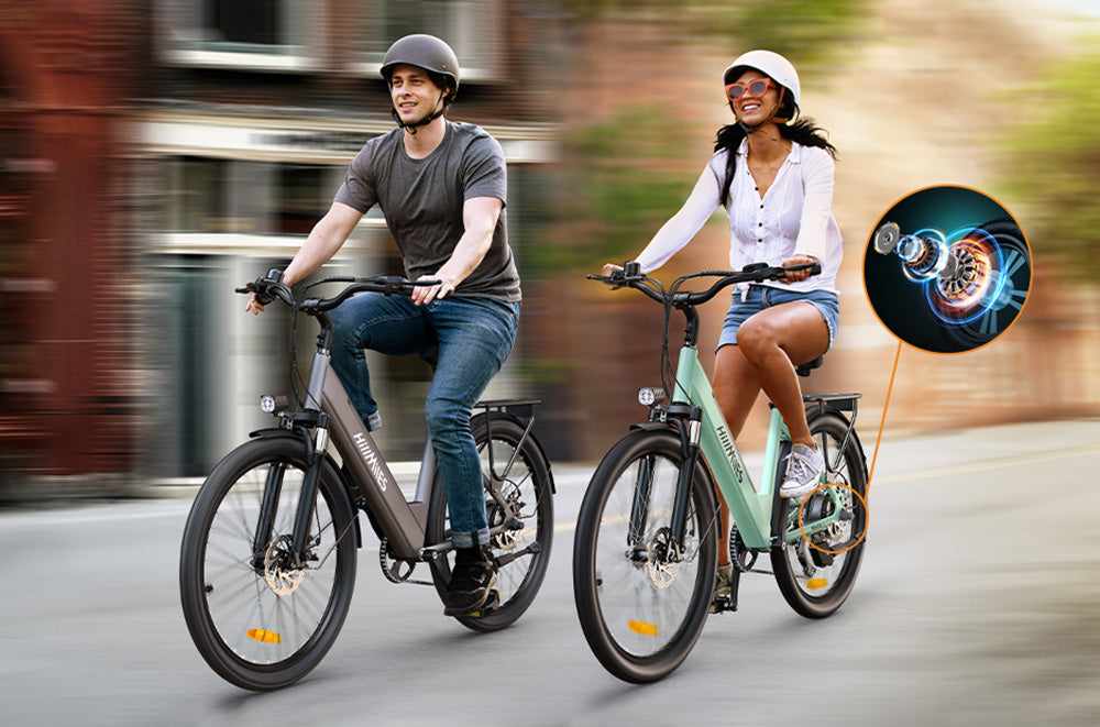Bicicleta eléctrica HillMiles MileCity1, motor de 250 W, batería de 36 V 13 Ah, neumático de 26 pulgadas, velocidad máxima de 32 km/h, autonomía máxima de 100 km, Shimano de 7 velocidades, freno de disco mecánico, suspensión delantera, impermeable IP65 - Gris