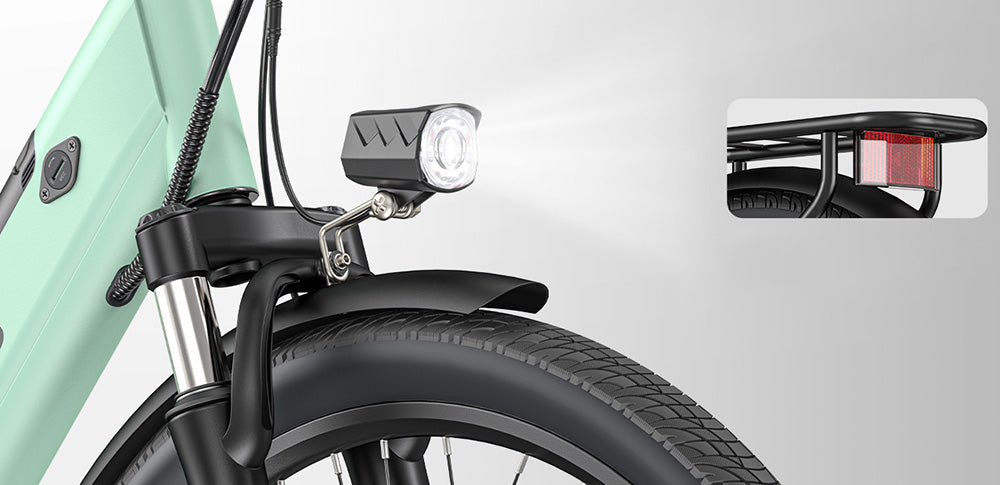 Bicicleta eléctrica HillMiles MileCity1, motor de 250 W, batería de 36 V 13 Ah, neumático de 26 pulgadas, velocidad máxima de 32 km/h, autonomía máxima de 100 km, Shimano de 7 velocidades, freno de disco mecánico, suspensión delantera, impermeable IP65 - Gris