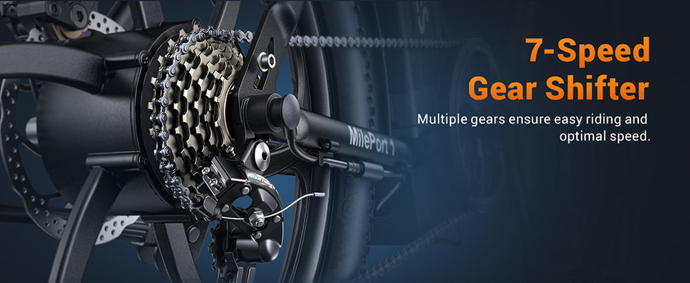 Bicicleta eléctrica HillMiles MilePort 1, motor de 250 W, batería de 36 V y 13 Ah, neumático de 20 x 3,0 pulgadas, velocidad máxima de 25 km/h, autonomía máxima de 100 km, suspensión delantera, freno de disco mecánico, Shimano de 7 velocidades - Rojo