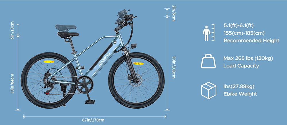 Bicicleta Eléctrica HillMiles MileTrail 1, Motor de 250W, Batería de 36V 13Ah, Neumáticos de 26*1.95 pulgadas, Velocidad Máxima de 25 km/h, Alcance Máximo de 120 km, Frenos de Disco Hidráulicos, Suspensión de Horquilla Delantera, Cambiador de 7 Velocidades - Gris