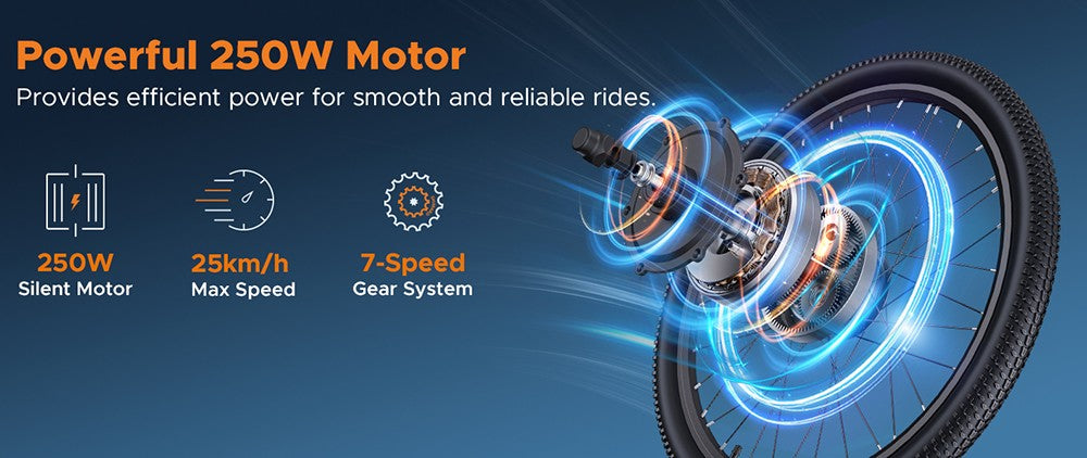 Bicicleta Eléctrica HillMiles MileTrail 1, Motor de 250W, Batería de 36V 13Ah, Neumáticos de 26*1.95 pulgadas, Velocidad Máxima de 25 km/h, Alcance Máximo de 120 km, Frenos de Disco Hidráulicos, Suspensión de Horquilla Delantera, Cambiador de 7 Velocidades - Gris